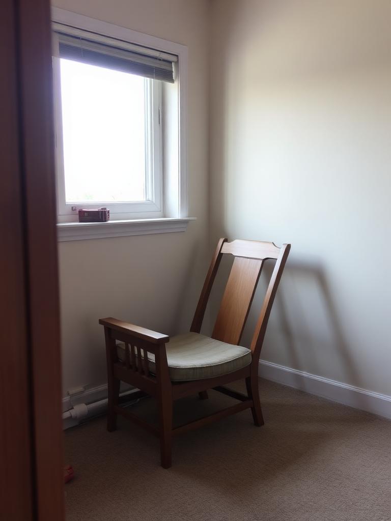 A small armchair in a corner of a room